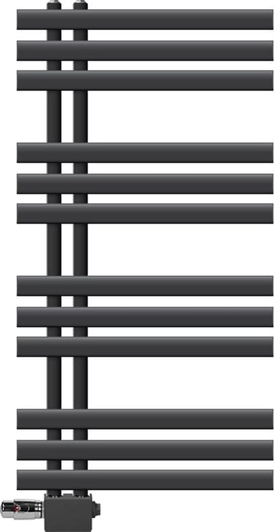 Badkamer radiator middenaansluiting 500x1000 mm antraciet met LuxeBath universele aansluitset
