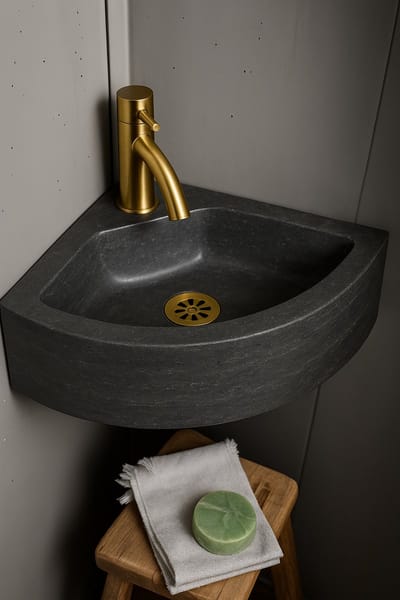 AquaVik Hoekfontein Sten 30 x 30 x 10 cm Hardsteen Gezoet