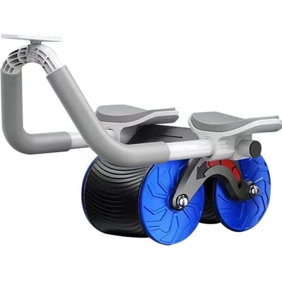 Roue abdominale à rebond automatique, rouleau d'exercice musculaire abdominal avec minuterie, Support de coude bleu