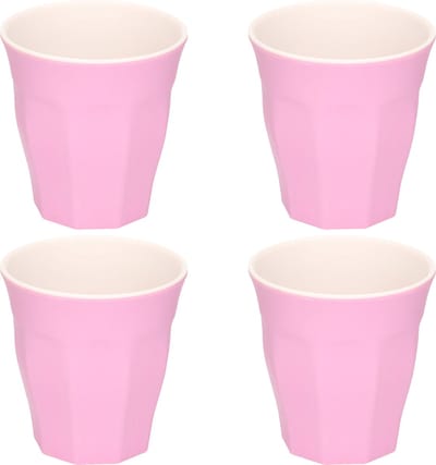 Onbreekbare kunststof/melamine - 4x stuks - roze - drinkbeker - 9 x 8.7 cm - outdoor
