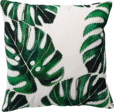 Dutch Decor LEAFY - kussenhoes 45x45 cm - katoen - Snow White - wit - met rits - zonder binnenkussen