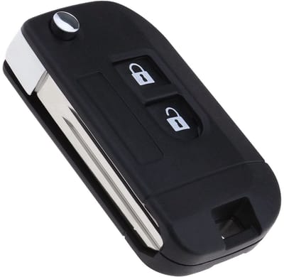 Dailygoods- Afstandsbediening 2 Knoppen - Sleutelbehuizing - Compatibel met Nissan Micra/Qashqai/Navara - Ongesneden Lemmet - Kunststof/Metaal - Opvouwbaar Design