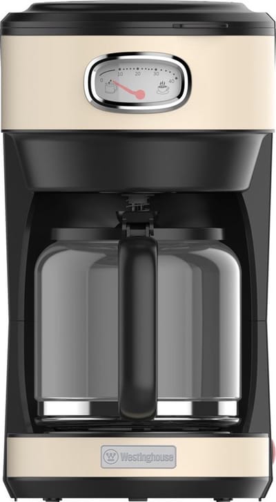 Westinghouse Retro Filter-koffiezetapparaat – Filterkoffie – Herbruikbaar Filter – 1,25L – 10 Koppen – 1000W – Beige