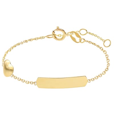 Lucardi Kinder 14 karaat gouden plaatarmband met hart - Armband - 14 Karaat Goud - Goud - 13 cm
