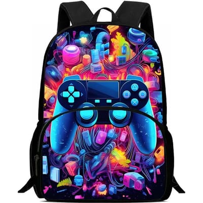 Kinderschoolrugzak met Voorvak, Cartoon Gameconsoles Kinderschooltassen voor Jongens, Duurzame Kinderrugzak voor Leerlingen