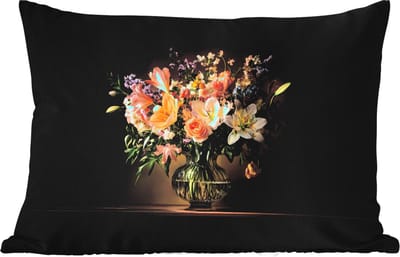Buitenkussens - Tuin - Glazen - Bloemen - Boeket - Kleuren - 50x30 cm