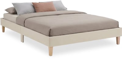 Homestyle4u Tweepersoonsbed - 140x200 cm - Gestoffeerd bed - Beige