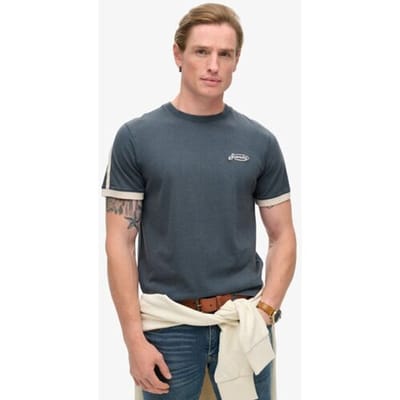 Superdry Essential Gestreept Retro T-shirt met Logo Blauw Grootte: L