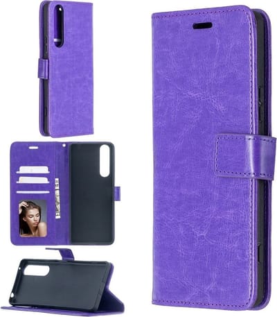 LuxeBass Hoesje geschikt voor OnePlus 10 Pro - Boekhoesje met kaartvakken- Paars gsm hoesje - telefoonhoes - telefoonhoesjes