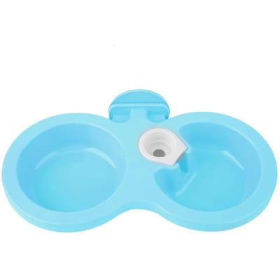 Huisdier Kat Hond Puppy Dubbele Bak Hangende Voer Water Voerbak Voor Kooi Klein (Blauw) blauw