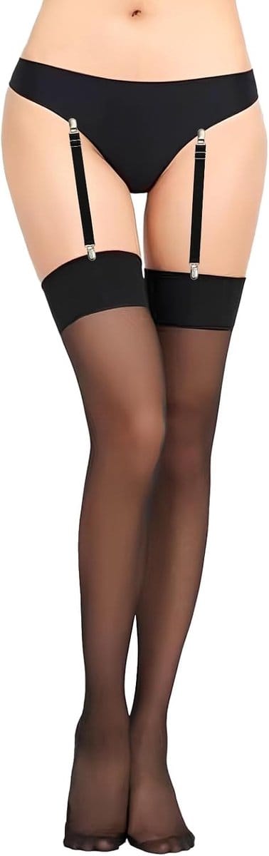 4 Stuks Antislip Suspenderhouders, Sexy Kanten Gartergesp met Eendebek, Geschikt voor Beha's, Ondergoed en Kousenbanden, Zwart, Luxe Ondermode