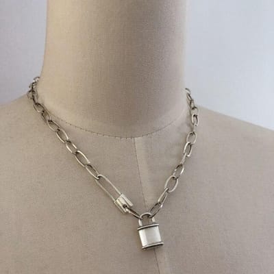 925 Sterling Zilveren Sluitpen Ketting voor Vrouwen Dikke Ketting Feest Sieraden Ketting Geschenken Groothandel gray