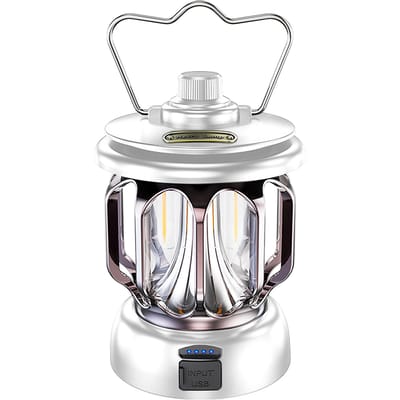 Oplaadbare Vintage Lantaarn LED Metalen Hanglantaarn Tafellamp voor Binnen Buiten Kamperen