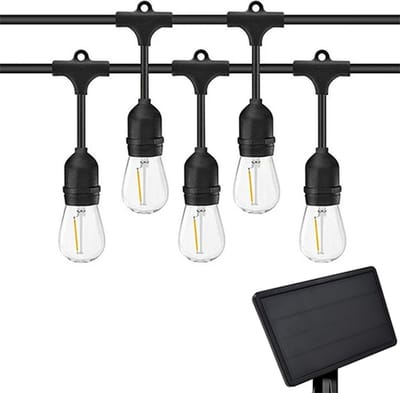10m Arena Solar LED Prikkabel - IP65 Lichtsnoer Buiten - Lampjes Slinger - inclusief 10x E27 lampen