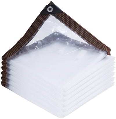 Zeildoek - 2*4 m - Afdekzeil - Transparant Dekzeil - Beschermhoes - Transparante waterdichte hoes - Waterdicht Zeil - Waterdicht doek - PE-kunststof - Regenbescherming - met gaten - voor tuinmeubelen, veranda, terras, tuin, erf, camping
