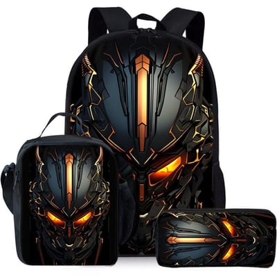 Mechanische Robots Print Drie Delige Rugzakken Set voor Jongens en Meisjes Beste Cadeaus 2D Platte Cartoon Schooltas voor Kinderen