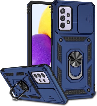Coverup Hoesje - Geschikt voor Samsung Galaxy A52 / A52s Hoesje - Coverup Armor Ring Kickstand Back Cover met Camera Shield - Blauw