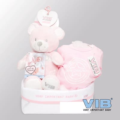 VIB® - Giftset Commodemandje - Girl Bear Pink - Babykleertjes - Baby cadeau - zwangerschap aankondiging - geboorte cadeau