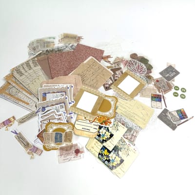 MGM Trading 260-delige Vintage Scrapbooking Kit, Retro Stickers en Decoratief Papier Set, DIY Kunst- en Knutselbenodigdheden voor Fotoalbums en Journaals (Thema: Brief Paradijs)