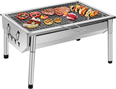 Florixa® Tafel Bbq Houtskool - Weber Bbq -Boretti Bbq - Houtskool - Zilver - 28cm x 40cm x 22cm
