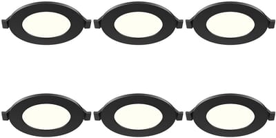 LED Downlight Inbouwspot 6 Stuks - Brinton Thin - 3W 220lm 120° Bundelhoek - Natuurlijk Wit 4000K - IP40 - Rond - Zwart - Ø85mm Buitenmaat - Ø70mm Zaagmaat