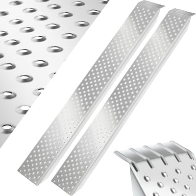 tectake® Drempelhulp - Set van 2 Stalen Oprijplaten - Draagvermogen tot 400 kg - Antislip en Geperforeerd - Oprijplaat voor Scootmobiel, Aanhanger, Motorfiets, Zitmaaier, Rolstoel, Fiets (160 cm)