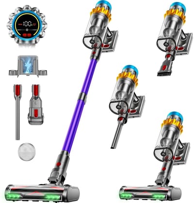 Cellista Draadloze Steelstofzuiger 650W - Stofzuiger Zonder Zak 65KPA - HEPA Filter Stofzuiger - 70 Min Accuduur - Dierenharen Stofzuiger - LCD