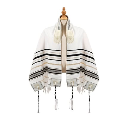 VANDAAG VERZONDEN - Gebedssjaal 180cm - ZWART/ GOUD - Tallit Prayer Shawl - Joods Pouch - Synagoge Accessoire - Joodse Feestdagen Bar Mitswa