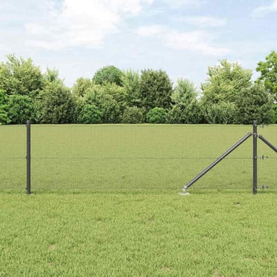 Hekpalen staal - Tuinpalen buiten - Omheining plaatsen - Weerbestendig gepoedercoat - 4 stuks 0.4 m - Grijs