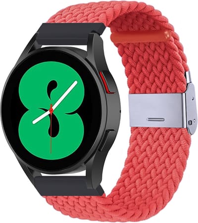 By Qubix - Geschikt voor Garmin bandje - Geschikt voor Garmin Vivoactive 4 / 4L - Braided nylon bandje - Lichtrood - Smartwatch bandje 22mm