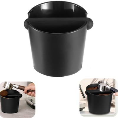 Opbergemmer - Residu-emmer - Koffie inslagdoos - Prullenbak - Afneembaar - Antislip - Wasbaar - Herbruikbaar - Opbergaccessoires - Geschikt voor koffiedik, theebladeren, vruchtendik (zwart, 10*12,7 cm)