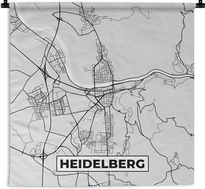 Wandkleed - Wanddoek - Plattegrond - Duitsland - Heidelberg - Kaart - Stadskaart - 180x180 cm - Wandtapijt