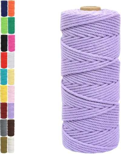 Kleurige Katoenen Macramé Touw voor DIY Projecten, Planten Hangers en Decoraties (Licht Paars, 2mm*200m)