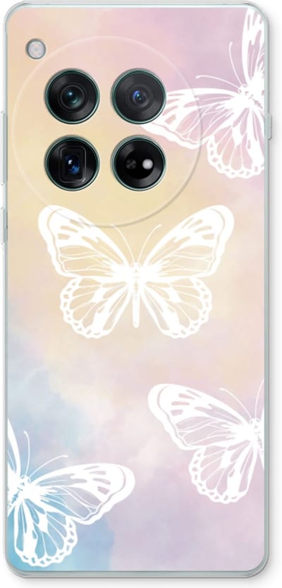 Case Company® - Hoesje geschikt voor OnePlus 12r hoesje - White butterfly - Soft Cover Telefoonhoesje - Bescherming aan alle Kanten en Schermrand