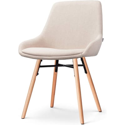 Nolon Nena-Isa Eetkamerstoel Beige - Stof - Zonder Armleuning - Houten Poten - Scandinavisch - Comfortabel