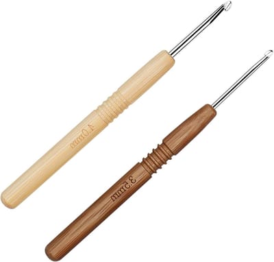 Haaknaalden Set 4mm en 3.5mm met Ergonomische Houten Handvatten voor Beginners, Inclusief Stekenmarkeerders en Haakaccessoires voor DIY Projecten