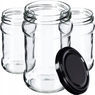 KADAX Kleine inmaakpotten, 315 ml, diameter 66 mm, potten voor honing, jampotten met deksel, luchtdichte, ronde potten (10 stuks, zwart)