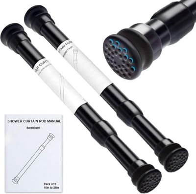 Set van 2 uittrekbare telescoopstangen zonder boren - diameter 23/26 mm, lengte 40-70 cm, zwart