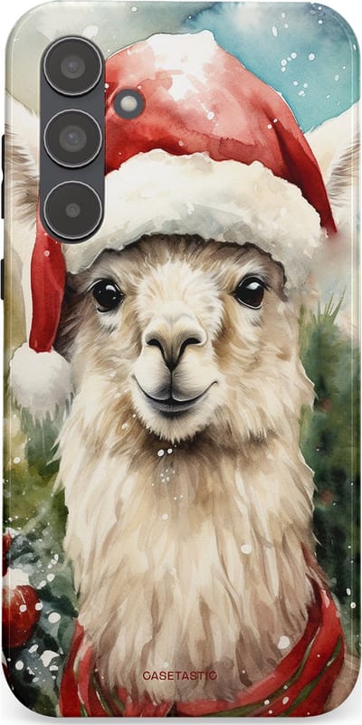 Casetastic hoesje geschikt voor Samsung Galaxy A55 - Dubbellaagse bescherming - Kerst Lama - Fashion Case - Taupe Lichtgrijs Donkergrijs Saliegroen