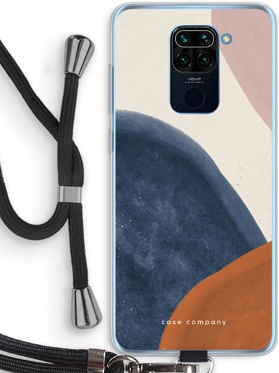 Case Company® - Hoesje met koord geschikt voor Xiaomi Redmi Note 9 hoesje met Koord - Geo #1 - Telefoonhoesje met Zwart Koord - Bescherming aan alle Kanten en Over de Schermrand