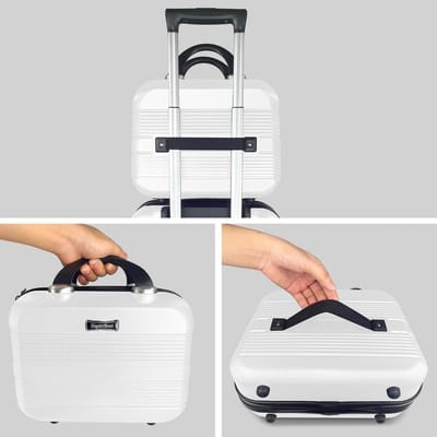 Grote Make-up Reiskoffer Wit Hard-shell Cosmetische Tas met Verstelbare Indeling