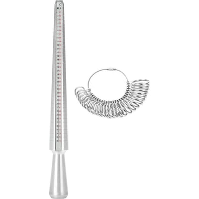 Tailles UK Mandrin Bague Bâton Jauge Doigt Outil de Mesure Bijoux Set white