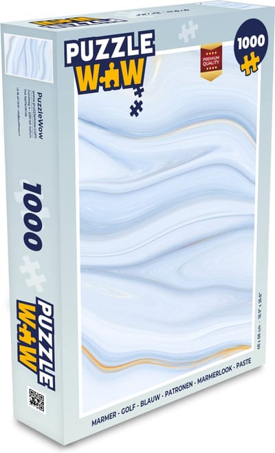 Puzzel Marmer - Golf - Blauw - Patronen - Marmerlook - Pastel - Legpuzzel - Puzzel 1000 stukjes volwassenen