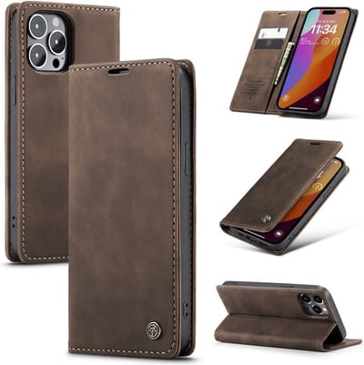 CaseMe Hoesje - Geschikt voor iPhone 16 Pro Hoesje - CaseMe 013 Book Case - Donkerbruin