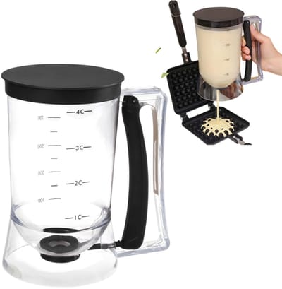 Pannenkoekenbeslagdispenser - inhoud 4 kopjes met handvat - Wafeldispenser - Muffinbeslagdispenser - 11*15*18,5 cm - Voor het bakken van pannenkoeken en crêpes - Zwart