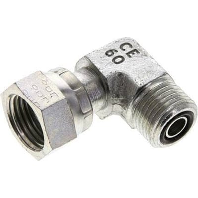 UN 11/16''-16 x UN 11/16''-16 M/F Verzinkt Stalen L-Fitting 90graden ORFS 630 Bar - Hydrauliek - FL2E-MF-EZ-011U-O