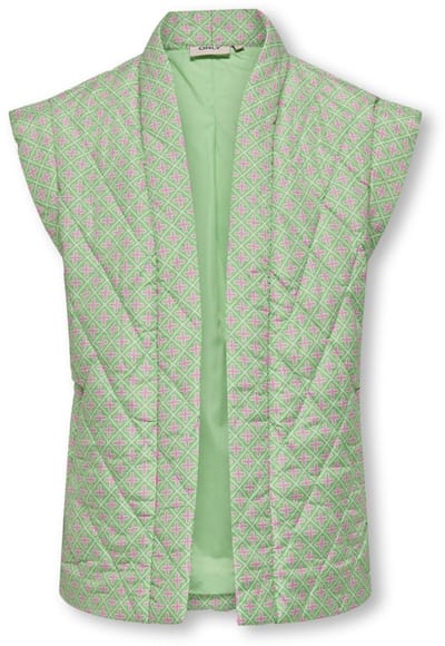 ONLY KOGCEMMA AOP QUILT VEST CS PNT Meisjes Jas - Spring BouquetPattern:Begonia Pink/Cloud Dancer - Maat 140