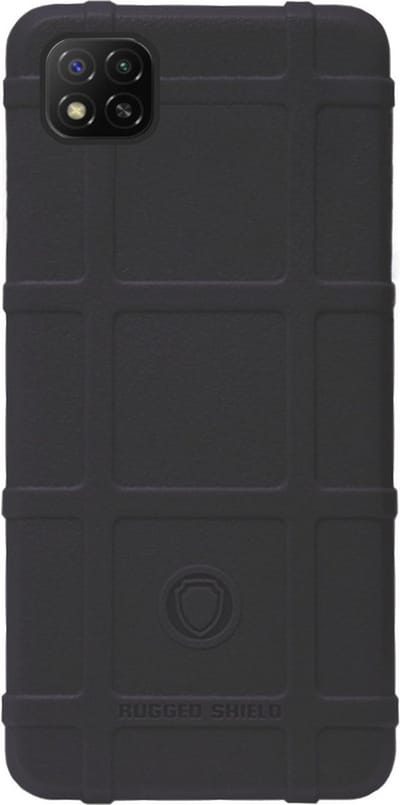 RUGGED SHIELD Rubber Bumper Case Hoesje Geschikt voor Xiaomi Redmi 9C - Zwart