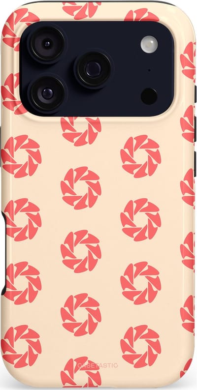 Casetastic hoesje geschikt voor Apple iPhone 17 Pro - MagSafe - Dubbellaagse bescherming - Peach Bloem Cirkels - Fashion Case - Crème Koraal Perzik