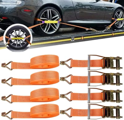 Wielbanden Spanset - Bandenbinders Lading - Veilig Transport - Zachte Velgbescherming - 4 Delig - Zwart